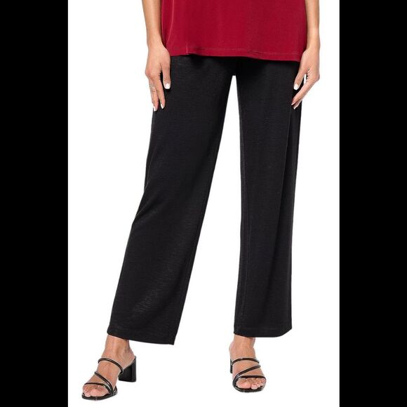 Susan Graver Weekend Textured Jersey Stovepipe Pants Black - Regular - Picture 1 of 1